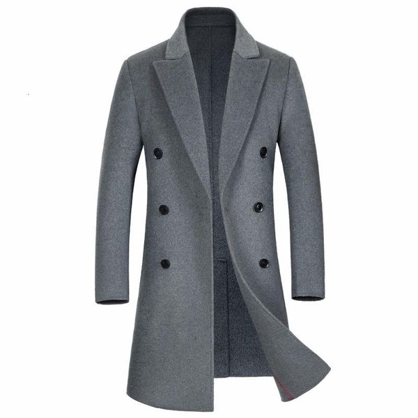 

men's wool & blends shanghai story fall winter men brand coats warm double breasted overcoat mens cashmere coat 3eos, Black