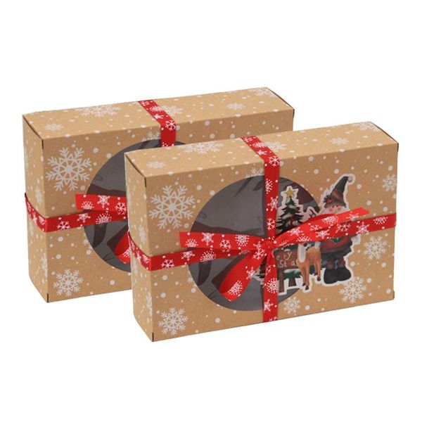 

gift wrap 2pcs merry christmas kraft paper candy box cookie packaging bag home party favor year xmas noel navidad decoration