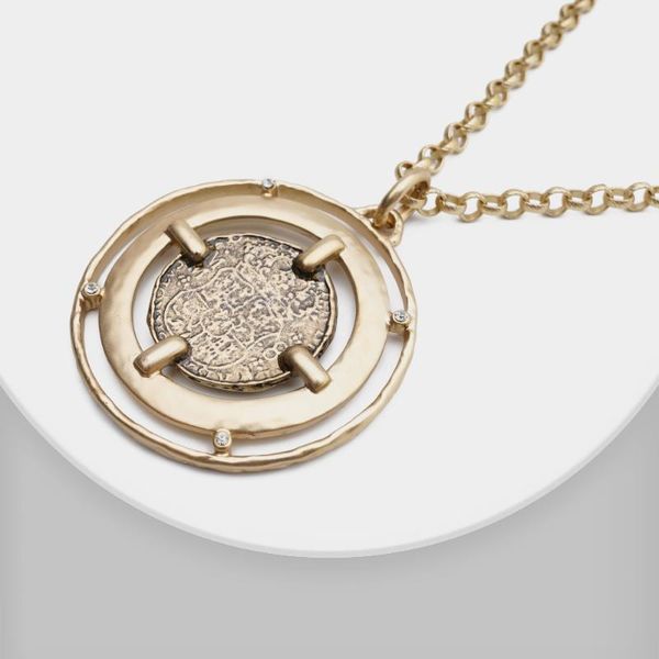 

pendant necklaces m40 rispada retro gold metal coin necklace for women party wholesale jewelry, Silver