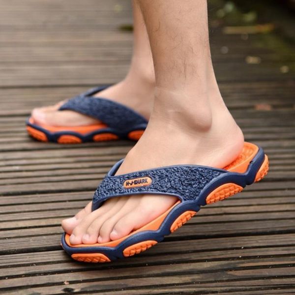 

slippers men summer breathable non-slip beach shoes fashion flat wear-resistant sandals mens massage flip flops, Black