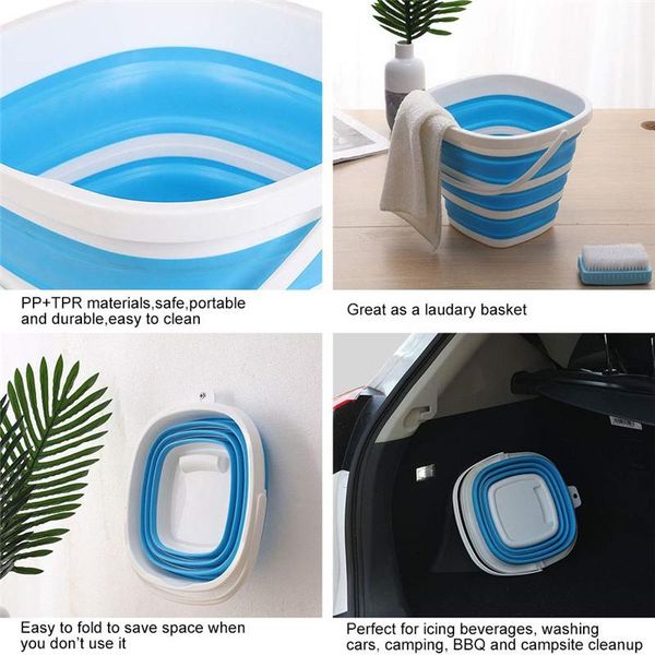 

folding camping bucket collapsible silicone water foldable round tub outdoor wash pail plastic for car camp fishing accessories