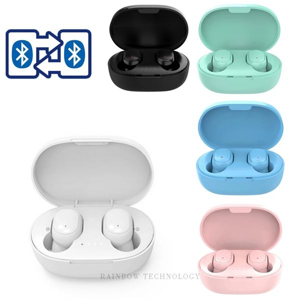 

a6s tws wireless bluetooth earphone mini earbuds with charging box noise canceling macaron sport headset for xiaomi huawei iphone smart phon