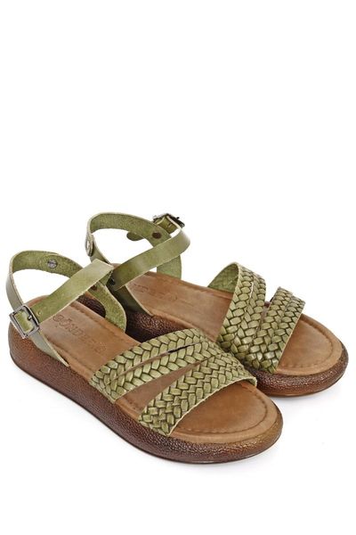 

sandals genuine leather green antique women 's 35815, Black