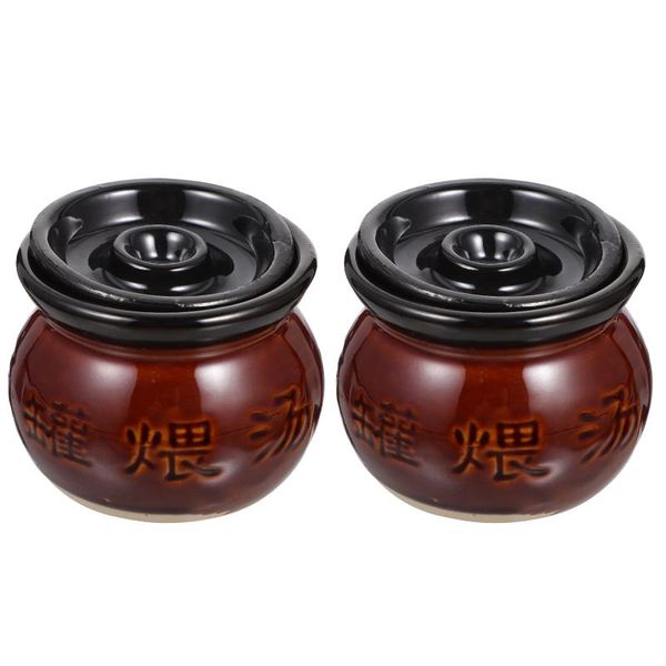 

bowls 2pcs casserole skillets ceramic stew pots spicy cookwares rice noodle (coffee)
