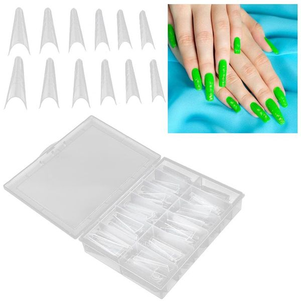 

false nails 120pcs long half cover full nail tips home salon fake set manicure tool with box accessories, Red;gold