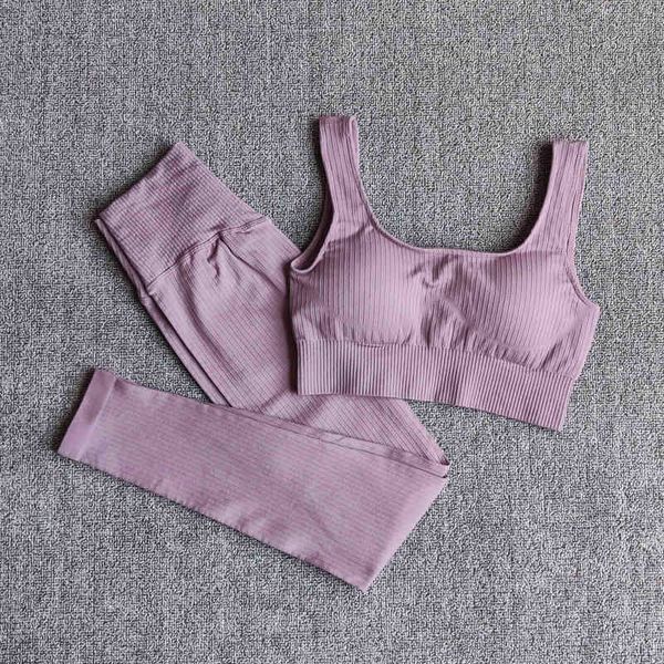 

women's sportswear fitness yoga sets high waist leggings bra gym clothing workout set sport suit, Gray