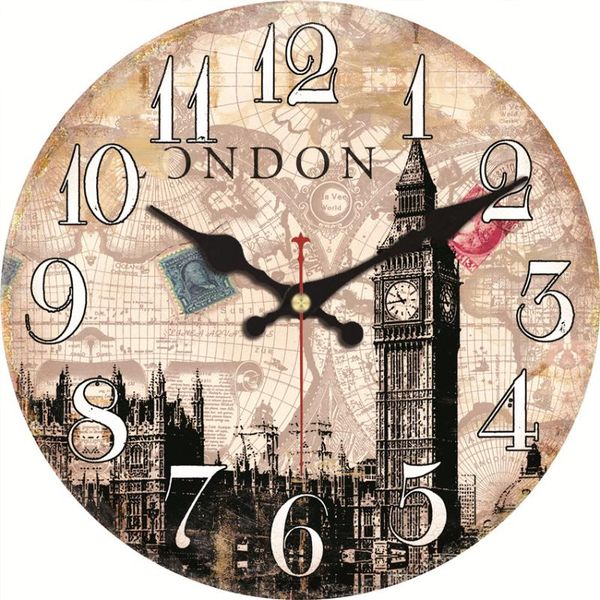 

wall clocks york city street battery operated 14 inch paris french stylish non -ticking silent round clock