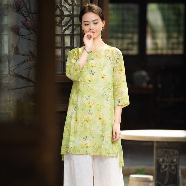 

chinese style clothing women clothes 2021 cheongsam chinese traditional shirt blouse cotton hanfu ladies chinese 12044, Red