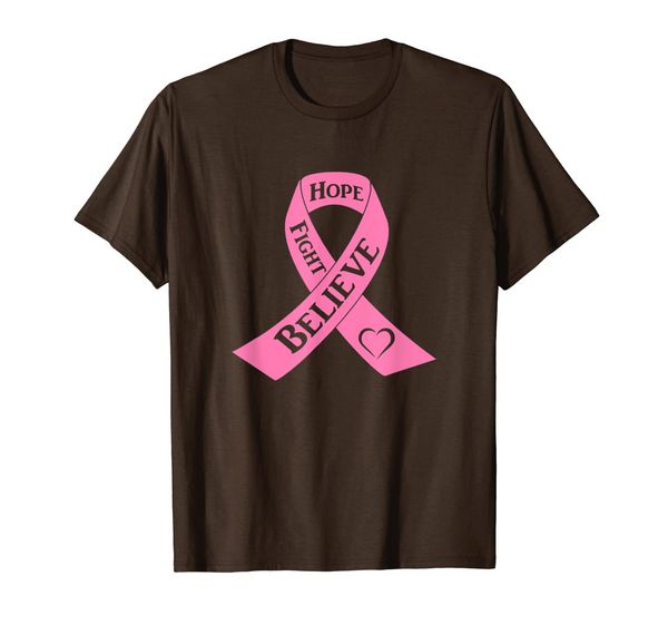 

hope fight believe breast cancer fighter believe pink ribbon t-shirt, White;black