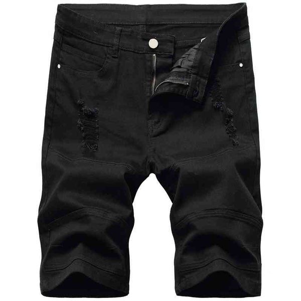 

Men's Shorts fashion arrivals men denim shorts Distress Ripped Destroyed black white short jeans mans trousers k5NH# 59O6, White;black