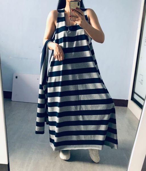 

women's tracksuits superaen off-shoulder blouse shawl o neck vest dresses long loose stripe female early autumn suit women dress, Gray