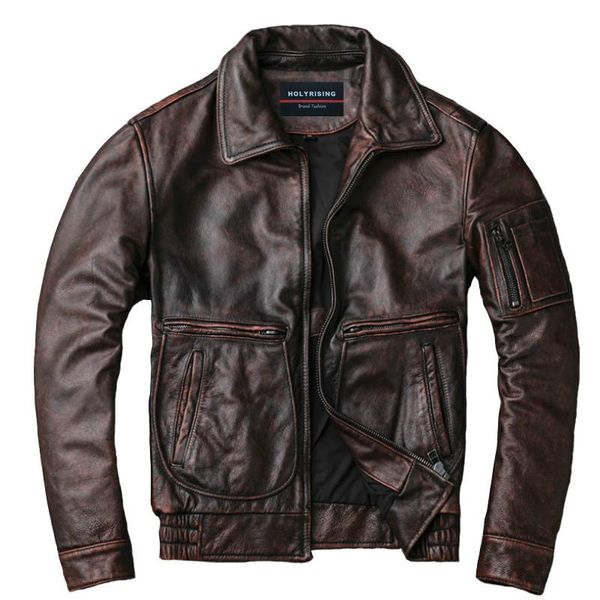 

men's leather & faux cowhide genuine coat male natural jacket 100% real motocycle cow outwear men 19079-5, Black
