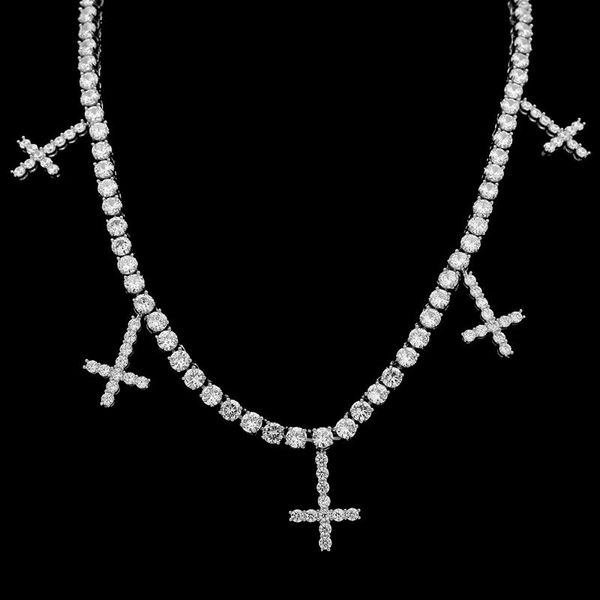 

fashion hip-hop micro inlay zircon a row of necklaces for women cross pendants personality jewelry accessories pendant, Silver