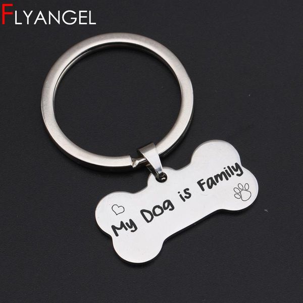 

keychains design bone dog tag keychain engraved my is family claw print stainless steel jewelry keyring for lover gifts, Silver