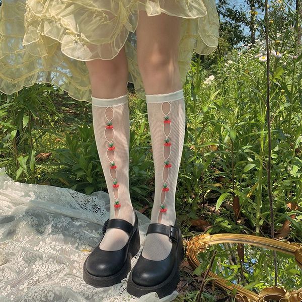 

other event & party supplies vigorous cute cherry hollow out lace stockings sweetheart girly style fishnet thin mid-calf length socks