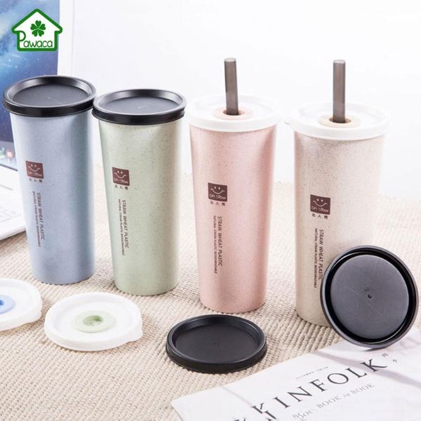 

wheat straw water cup 470ml leakproof healthy drinking office coffee bottle with for home outdoor tools wine glasses
