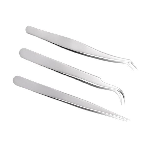 

false eyelashes 3pcs lash extension tweezers curved straight pointed tips eyelash tools