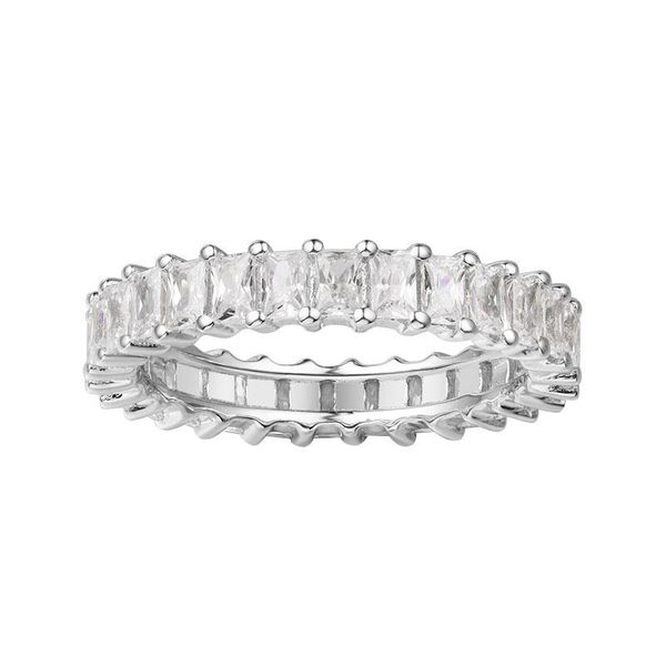 

cluster rings sljely fashion simple pure 925 sterling silver square zircon finger ring women brand jewelry croisette collection, Golden;silver