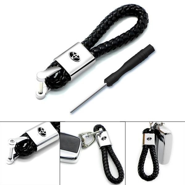 

keychains 1pc badge metal+leather car keychain key chain interior for toyotas corolla yaris rav4 avensis auris camry c-hr 86 prius, Silver