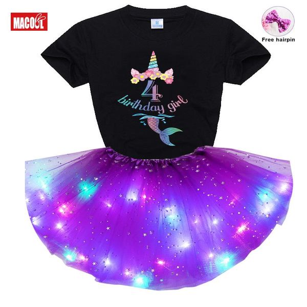 

clothing sets baby girls tutu dress set 2021 summer t shirt kids clothes cute anime print t-shirts 3pcs suit birthday present, White