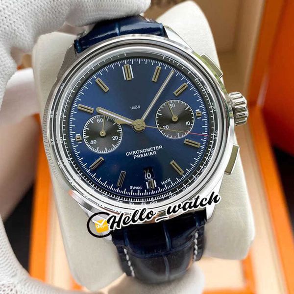 Relógios Homens de Luxo Marca V8 Premier B01 Caso de Aço AB0118A61C1P1 Asiático 7750 Automático Cronógrafo Mens relógio Blue Dial Black Subdial Blue Leather
