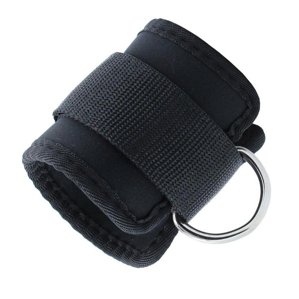 

fitness d-ring ankle strap buckle body building resistance band gym thigh leg cuffs power weight lifting rope support, Blue;black