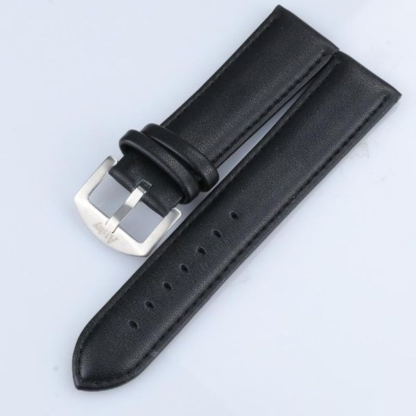 

watch bands genuine leather belt 22mm soft universal band deployant buckle stainless steel strap, Black;brown