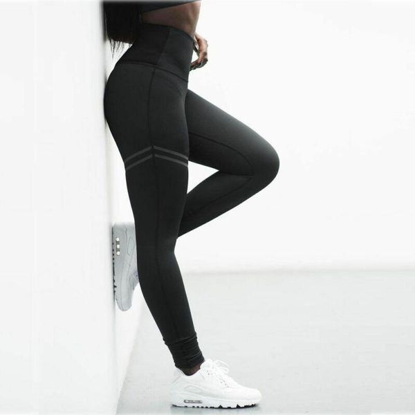 

women's leggings pants fitness printed high waist running gym sport jogging trousers, Black