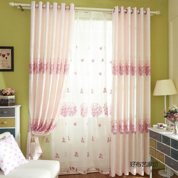 

curtain & drapes modern pastoral curtains simple and fresh hydrangea simulation silk jacquard embroidered for living room bedroom