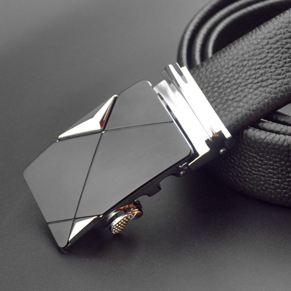 

leather men's automatic buckle belt made to order in guangdong, Black;brown