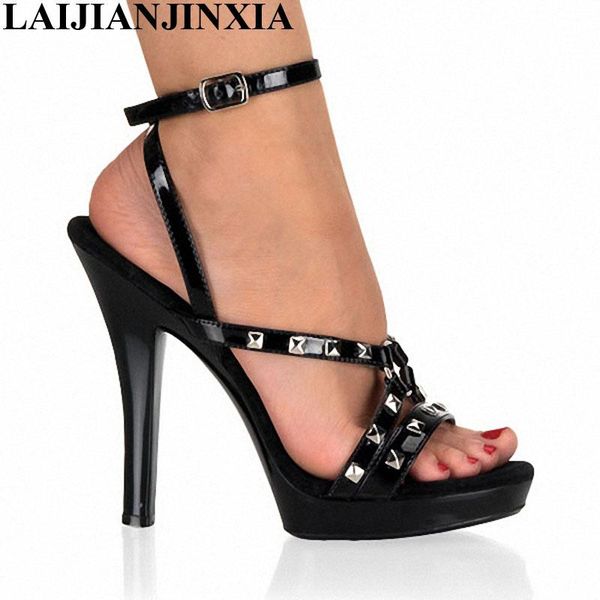 

women summer sandals shoes rivets real image ladies party sandalias mujer, Black