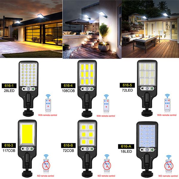 LED Solar Lâmpada de Rua Movimento Sensor De Segurança Luzes de Segurança 3 Modos Adequado para Jardins Ruas Cercas Cercas Courtyards Roads