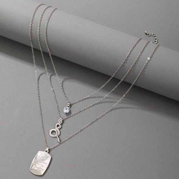 

pendant necklaces tocona bohemian snake square necklace for women shiny crystal stone multi-layer geometry silver color jewelry collar