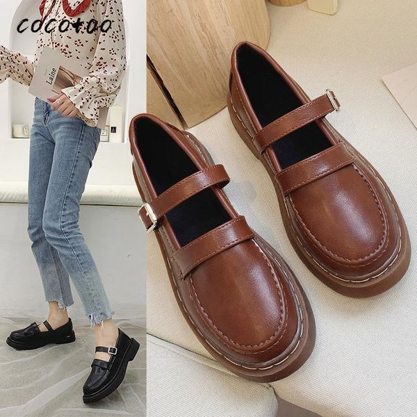 

dress shoes british women 2021 spring japanese basic korean single retro wild college style women's, Black