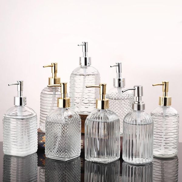 

liquid soap dispenser transparent glass bottle hand sanitizer shower gel shampoo push down pump travel bottles lotion containers