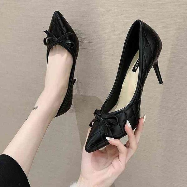 

sandals womens shoes high heels pointed pumps dress stiletto bowknot tacones talon femme zapatos de mujer ixfj, Black
