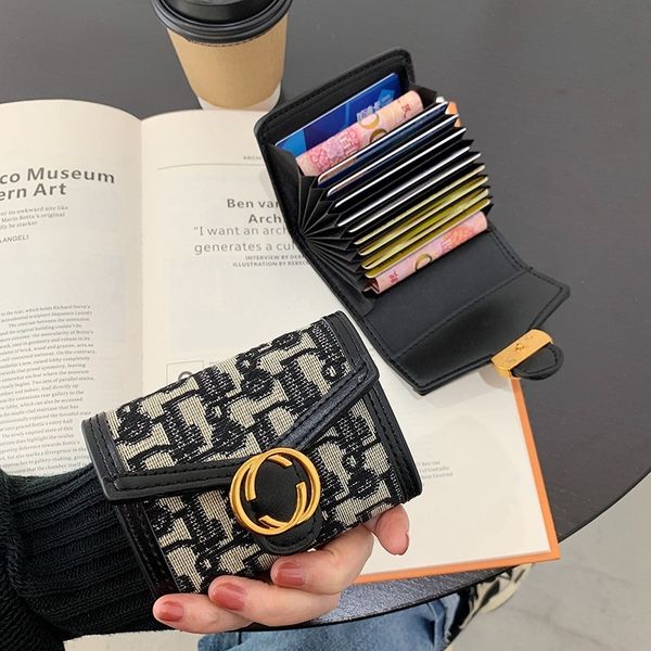 

70% off 2021 summer new fashion women's d family short canvas multi card bag zero wallet a3lm, Red;black