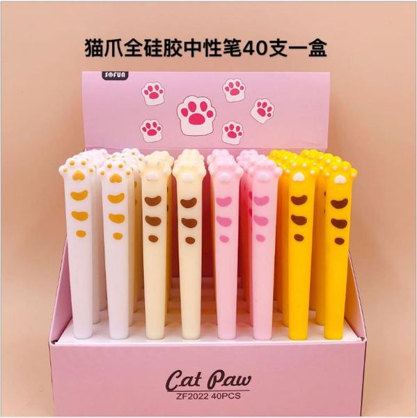 

gel pens 40 pcs kawaii cartoon cat claw black ink for writing cute stationery office school supplies 0.5mm