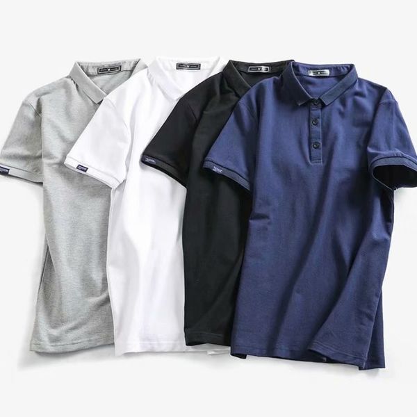 

pure color polo shirt men's summer new trendy brand ins korean version of the trend of casual lapel short-sleeved men's hong kong, White;black
