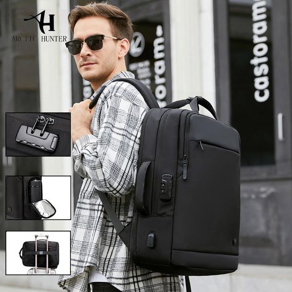 

backpack arctic 2021 men travelling water resistant usb recharging 15.6 inches lapwith anti-theft lock