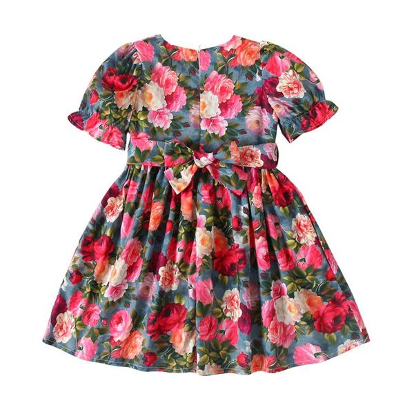

girl's dresses 2021 fashion princess dress summer flying sleeve lace flower print backless for birthday party vacation, Red;yellow