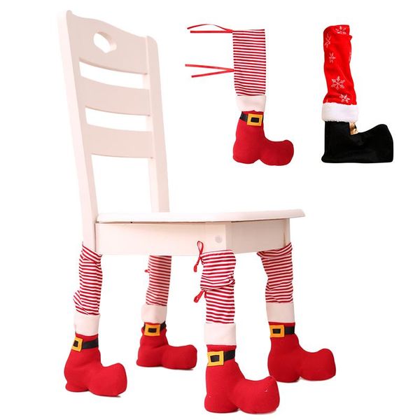 

funny diy christmas chair foot cover decoration tables and chairs covers non-slip