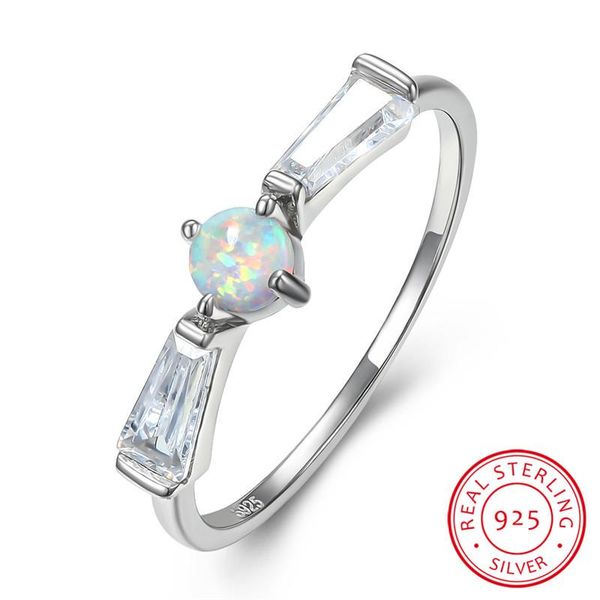 

cluster rings cute female small white fire opal ring vintage 925 sterling silver wedding fashion promise engagement for women, Golden;silver