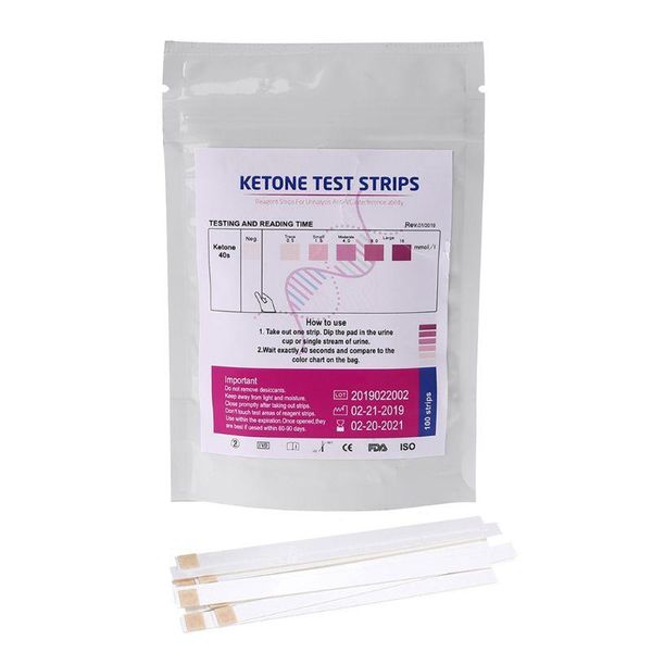 

meters 1 set 100pcs urs-1k test strips ketone reagent testing urine anti-vc urinalysis home ketosis tests analysis professional fast te