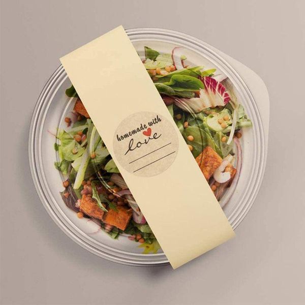 

gift wrap 500 pcs/roll round kraft adhesive label homemade with love stickers for business qx2e
