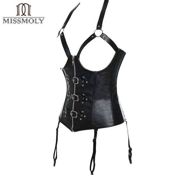 

nxy set miss moly steampunk corset gothic faux leather bustier steel boned women tummy lingerie plus size burlesque dress corsets 1129, Red;black