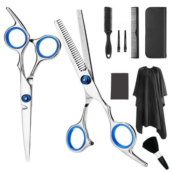

hair scissors 10pcs professional hairdressing set barber cutting barbershop kit salon comb clips cape for home