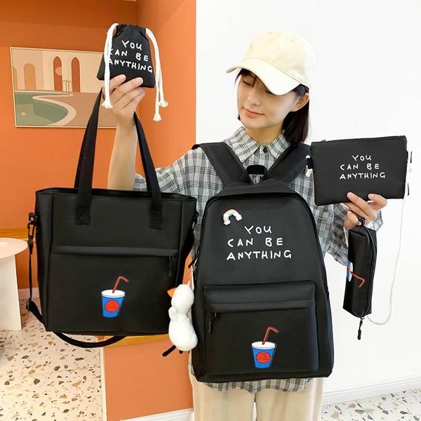 

school bags canvas women backpack sets kawaii for girls 2021