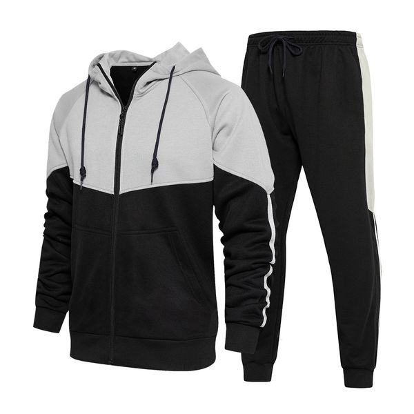 

2021 luxury designer training tracksuit men fashion sportwear track suits football running long sleeve pullover shirts jogger pants, Gray