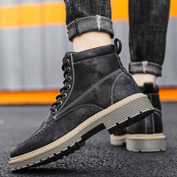 

2021 autumn british style high martin boots men's fashion casual work leather